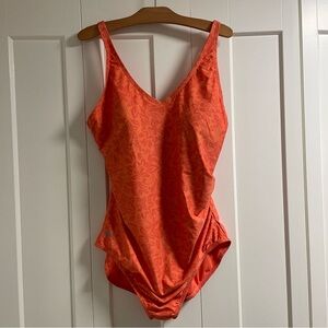 Speedo One Piece Bathing Swim Suit Swimsuit Floral Coral Orange Plus Size 18